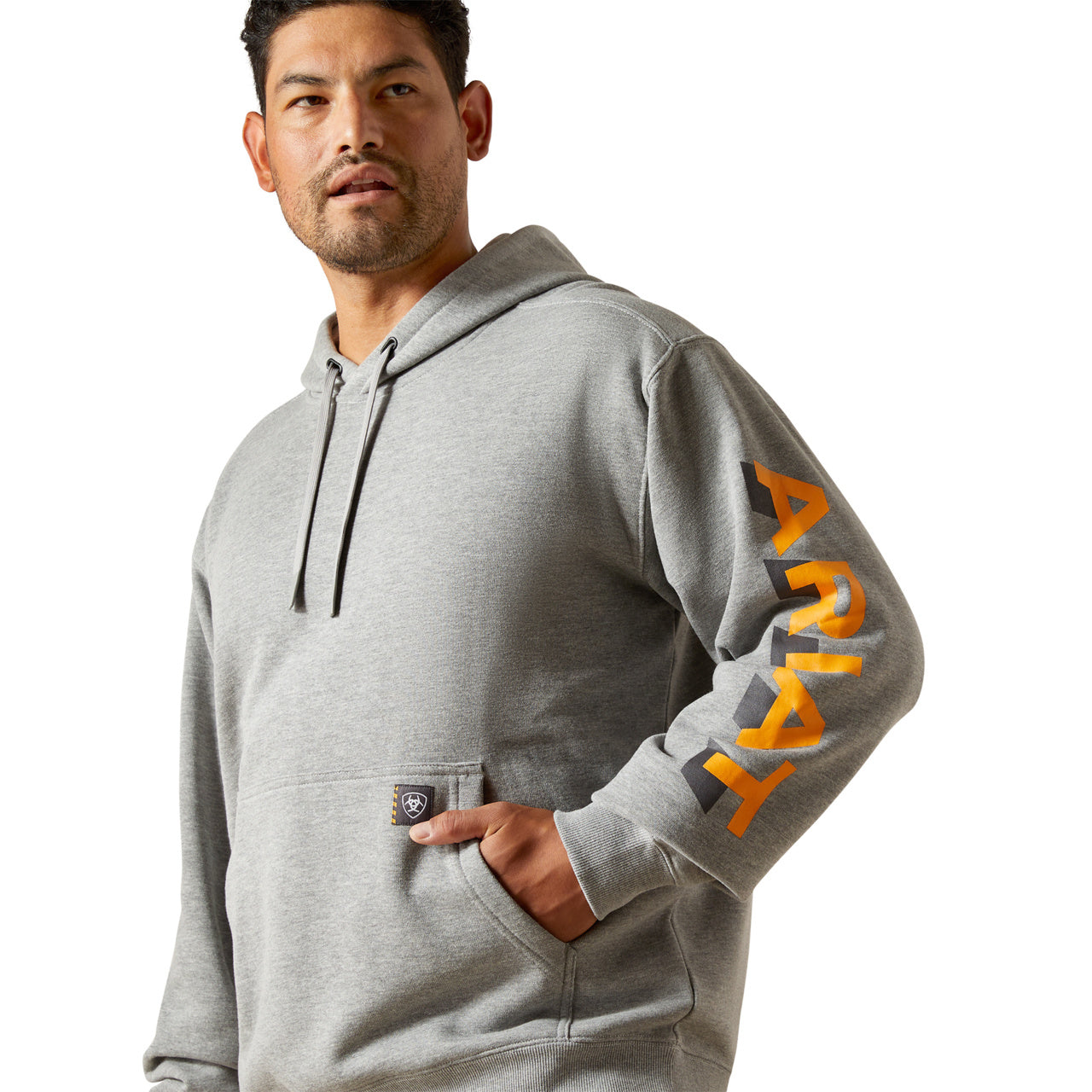 Ariat Men's Rebar Heather Grey Lightweight Logo Hoodie 10062709