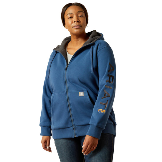 Ariat Ladies Rebar All-Weather Ensign Blue Full Zip Hood Jacket 10062607
