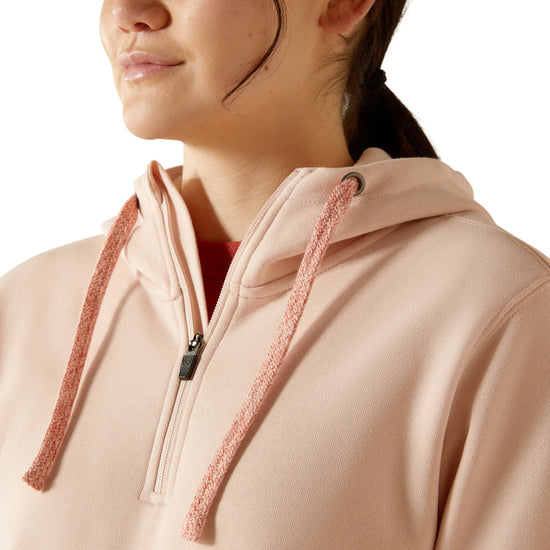 Ariat Ladies Rebar Skull Set 1/2 Zip Cameo Pink Hoodie 10062652