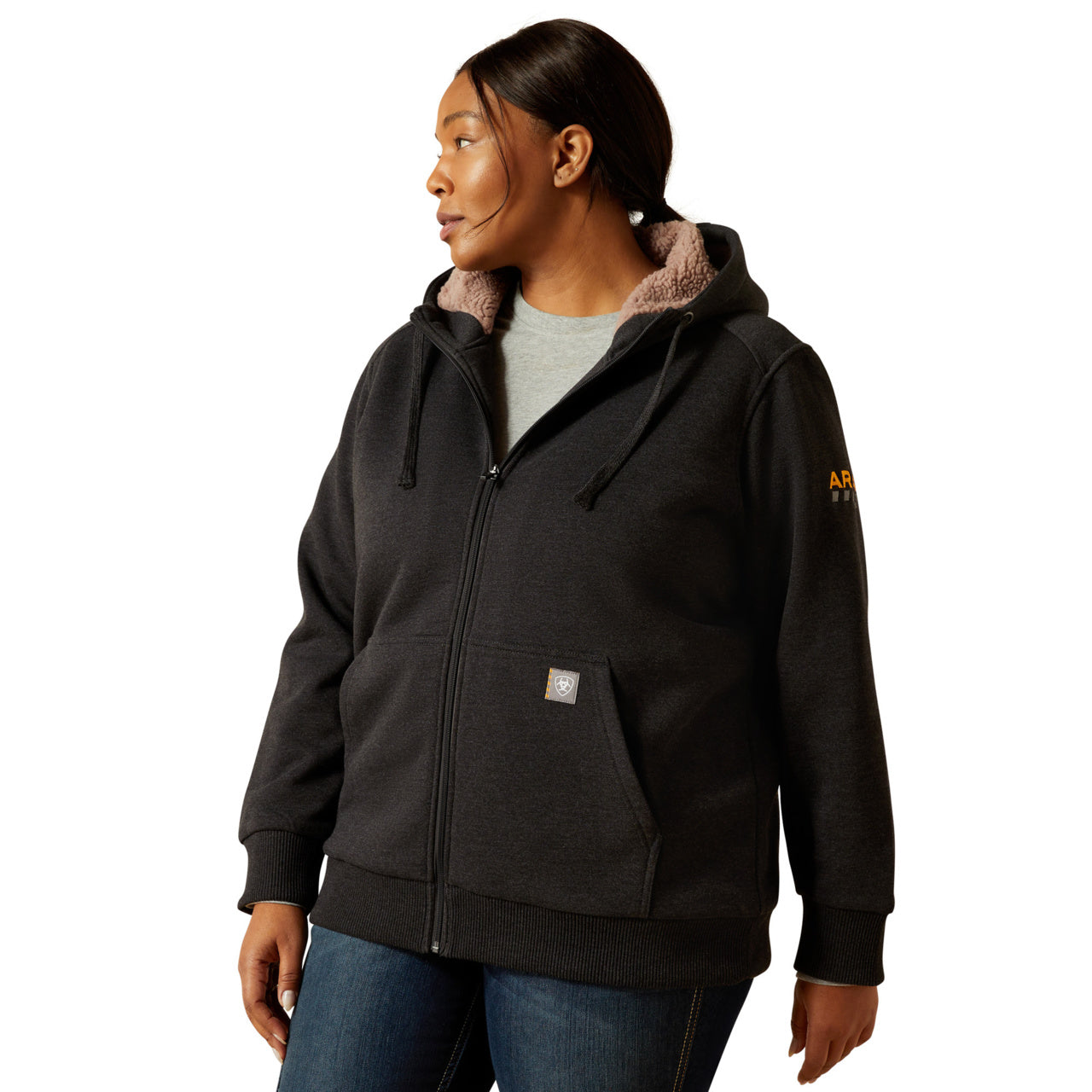Ariat Ladies Rebar All Weather Sherpa Full Zip Charcoal Heather Hoodie 10062328