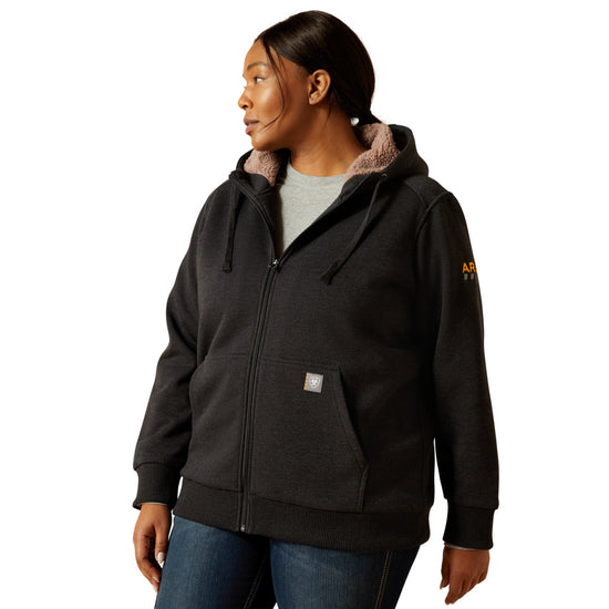 Ariat Ladies Rebar All Weather Sherpa Full Zip Charcoal Heather Hoodie 10062328