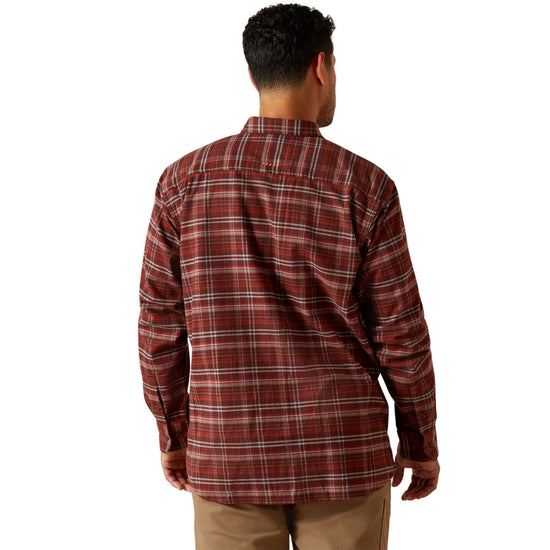 Ariat Men's Rebar Flannel DuraStretch Bitter Chocolate Work Shirt 10062522