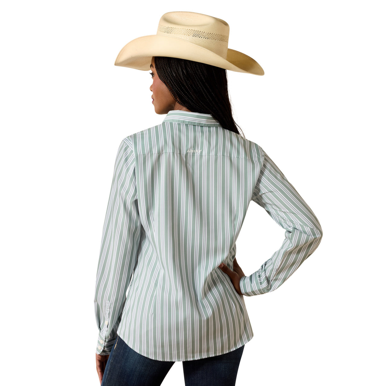 Ariat Ladies Kirby Pro Green Bay Stripe Button Down Shirt 10071467
