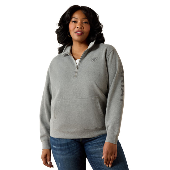 Ariat Ladies Logo 1/2 Zip Heather Grey Sweatshirt 10064012