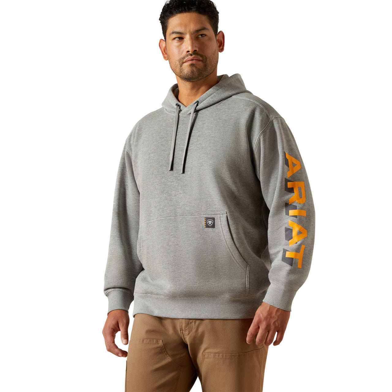 Ariat Men's Rebar Heather Grey Lightweight Logo Hoodie 10062709