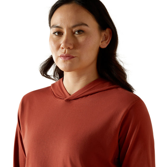 Ariat Ladies Rebar Cotton Strong Barn Red Hooded T-Shirt 10062699