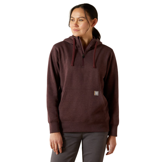 Ariat Ladies Rebar Skill Set 1/2 Zip Fudge Heather Hoodie 10062654
