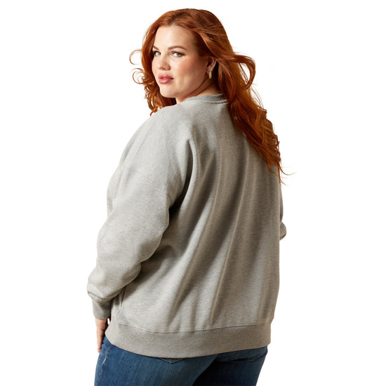 Ariat Ladies Scorpion Script Heather Grey Oversized Sweatshirt 10065870
