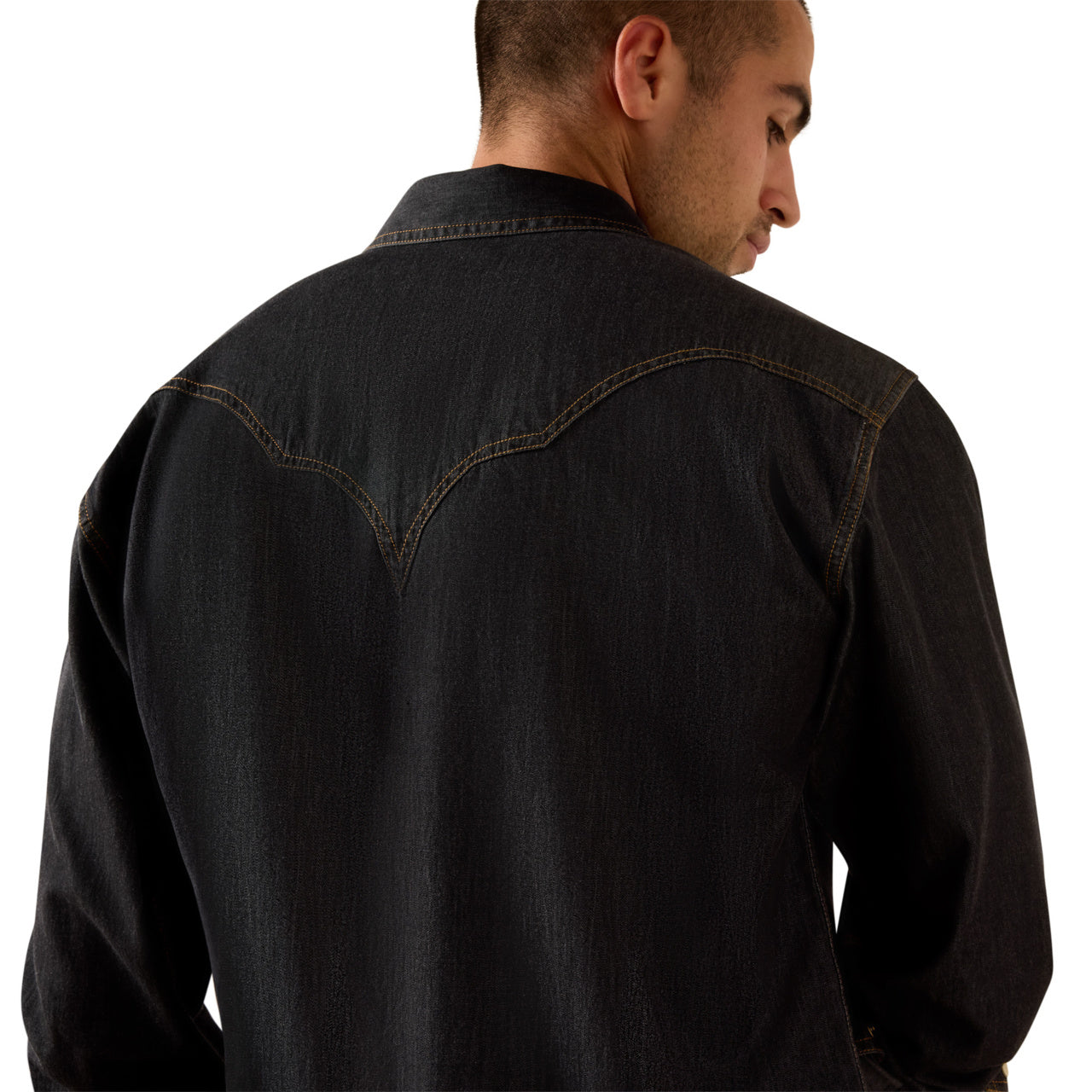 Ariat Men's Retro Halford Dark Grey Chambray Fitted Snap Shirt 10071712