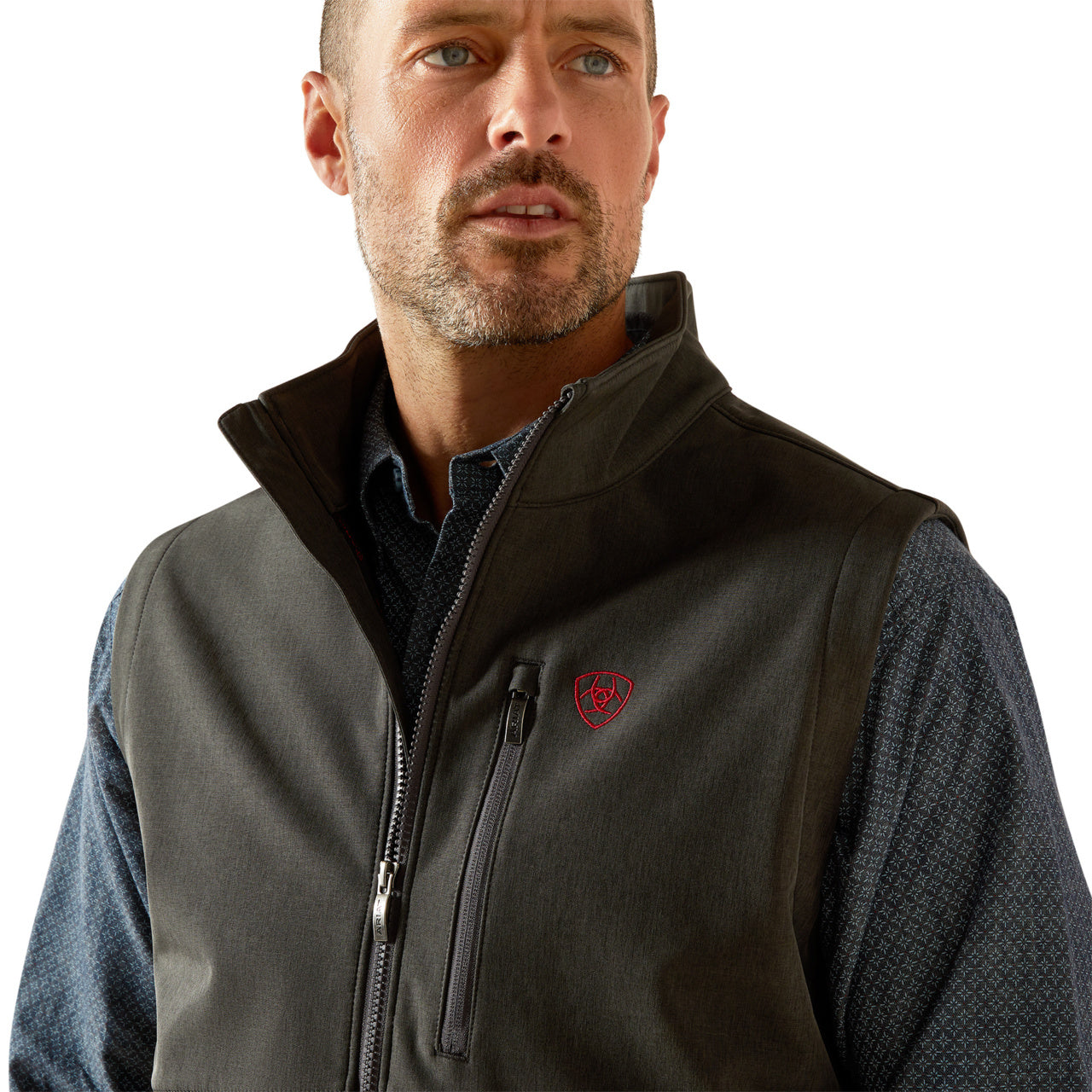 Ariat Men's Charcoal Grey & American Flag Logo Softshell Vest 10062588