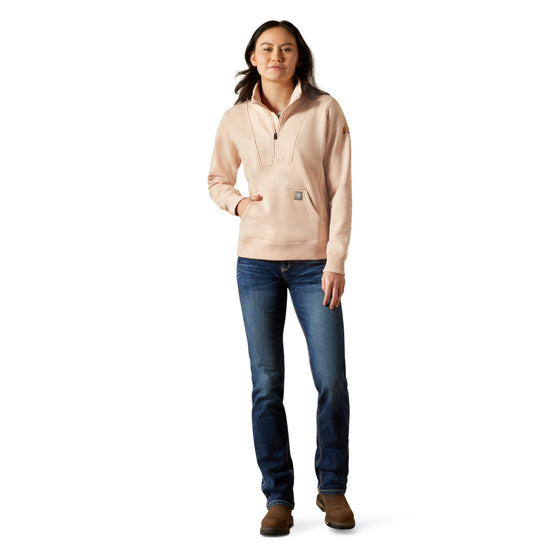Ariat Ladies Rebar Traverse Funnel Neck Cameo Rose Sweatshirt 10062330