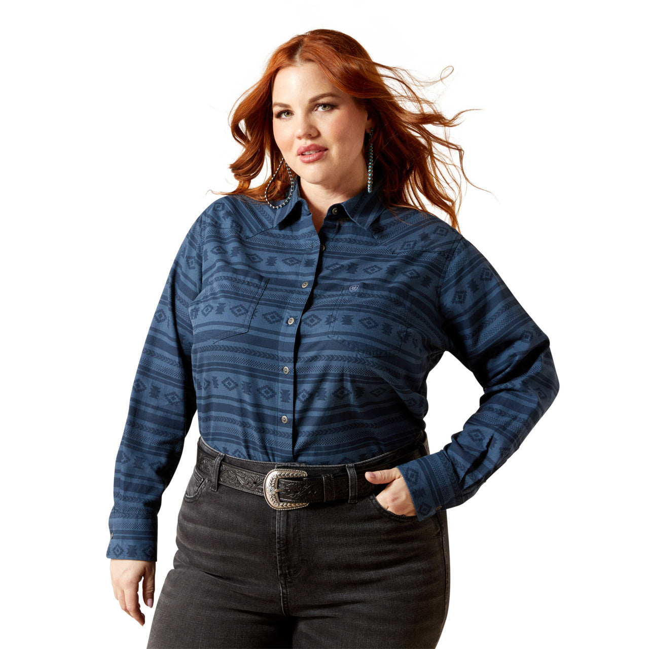 Ariat Ladies REAL Billie Jean Vintage Indigo Southwest Shirt 10065837