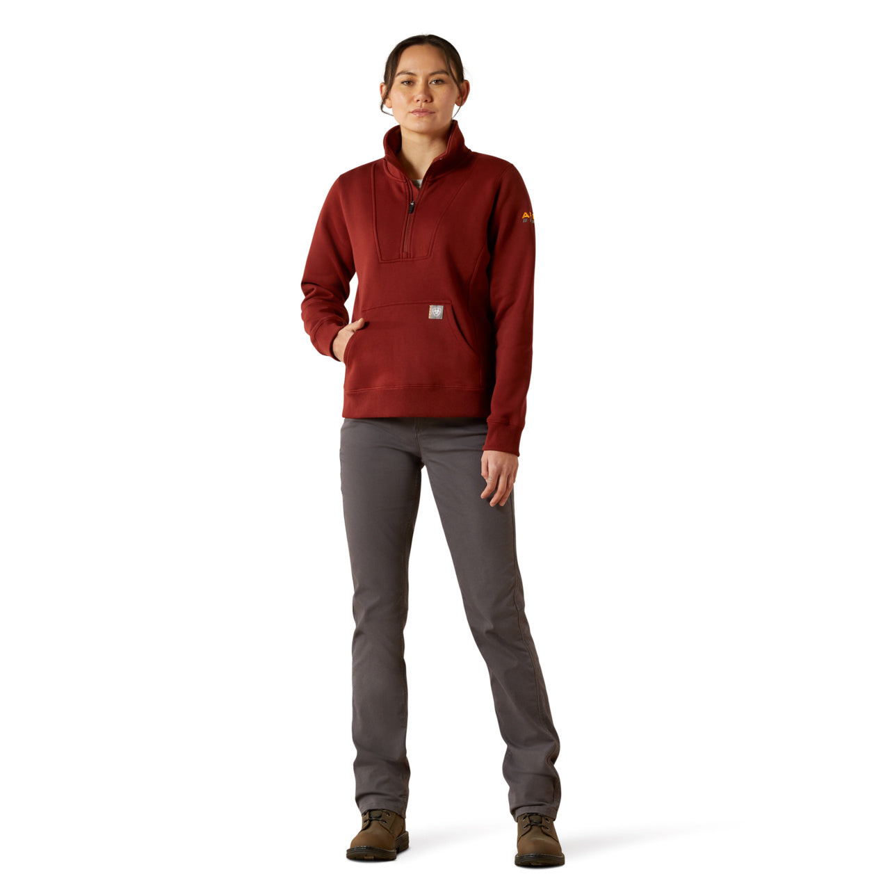 Ariat Ladies Rebar Traverse Madder Brown Funnel Neck Sweatshirt 10062331