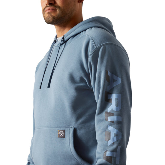 Ariat Men's Rebar Moonlight Blue Lightweight Logo Hoodie 10062713