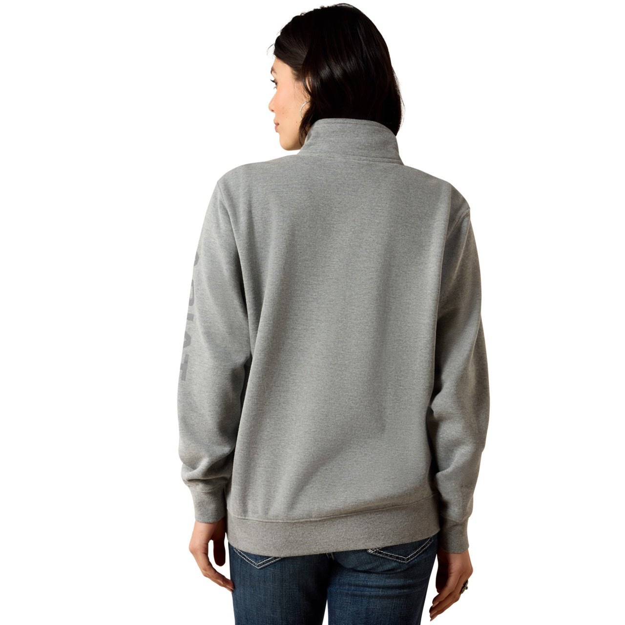 Ariat Ladies Logo 1/2 Zip Heather Grey Sweatshirt 10064012