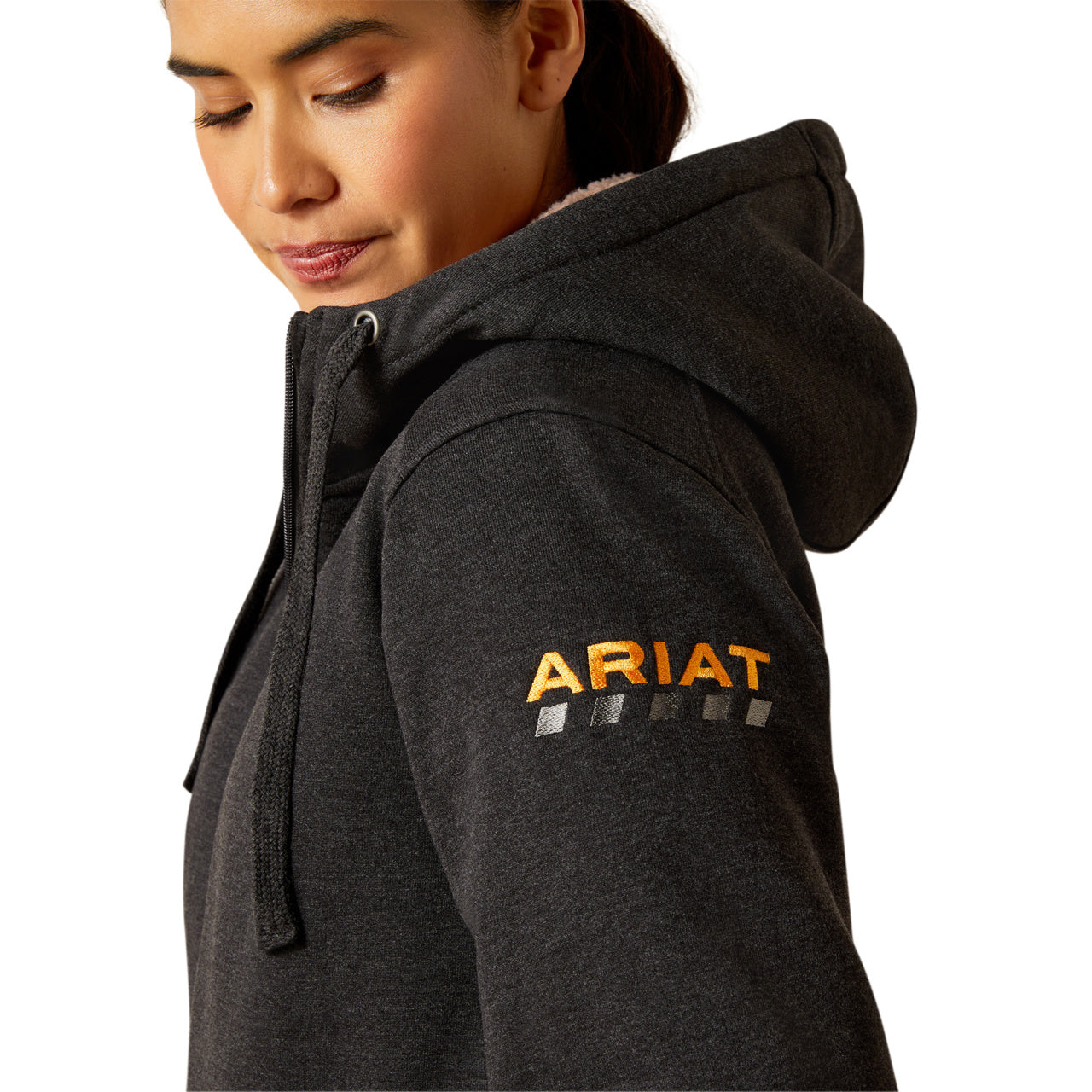Ariat Ladies Rebar All Weather Sherpa Full Zip Charcoal Heather Hoodie 10062328
