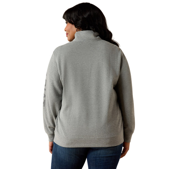 Ariat Ladies Logo 1/2 Zip Heather Grey Sweatshirt 10064012