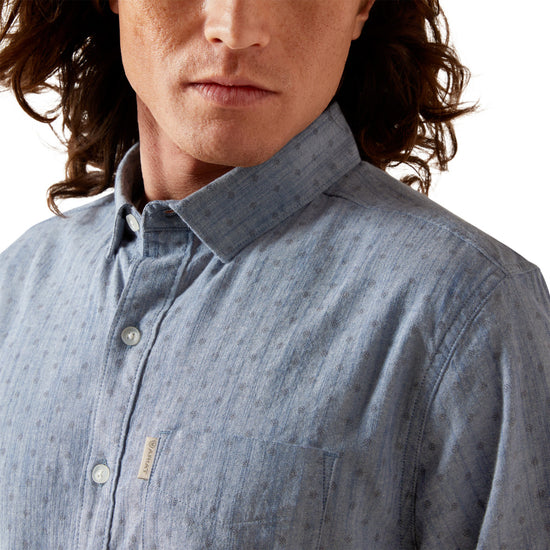 Ariat Men's Macoy Modern Fit Chambray Blue Button Down Shirt 10065763