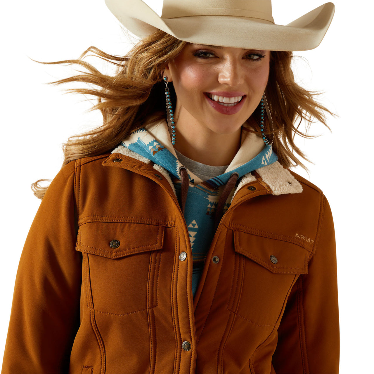Ariat Ladies Berber Back Chestnut Horse Softshell Jacket 10062303