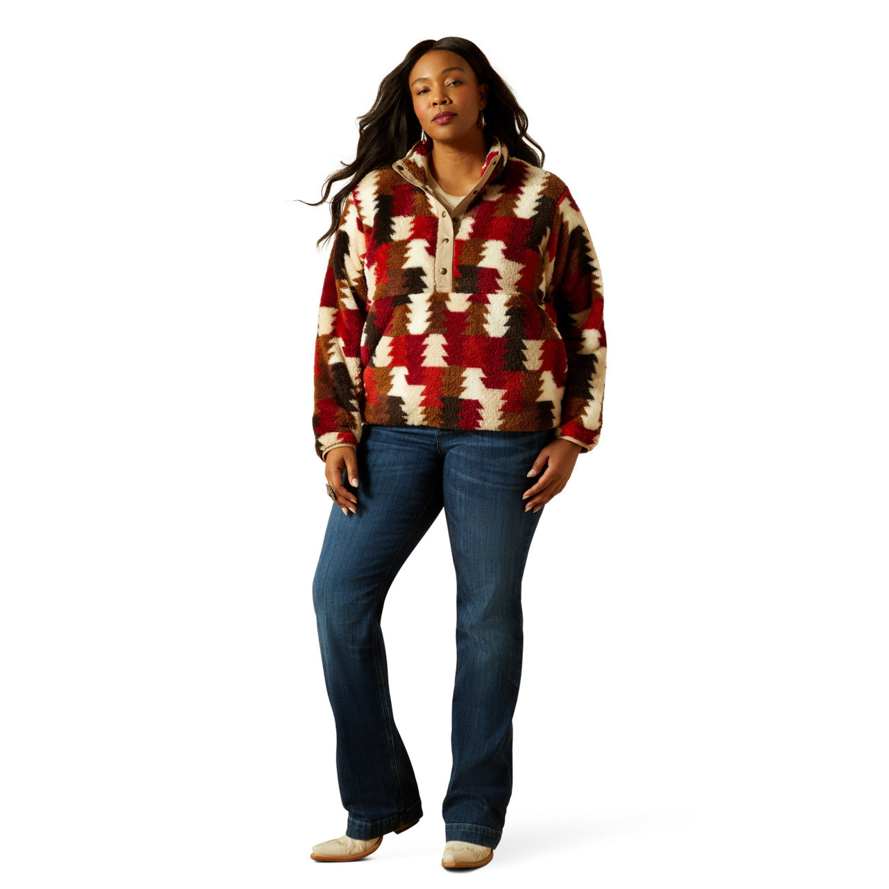 Ariat Ladies Berber Ombre Triangles Snap Front Sweatshirt 10062614