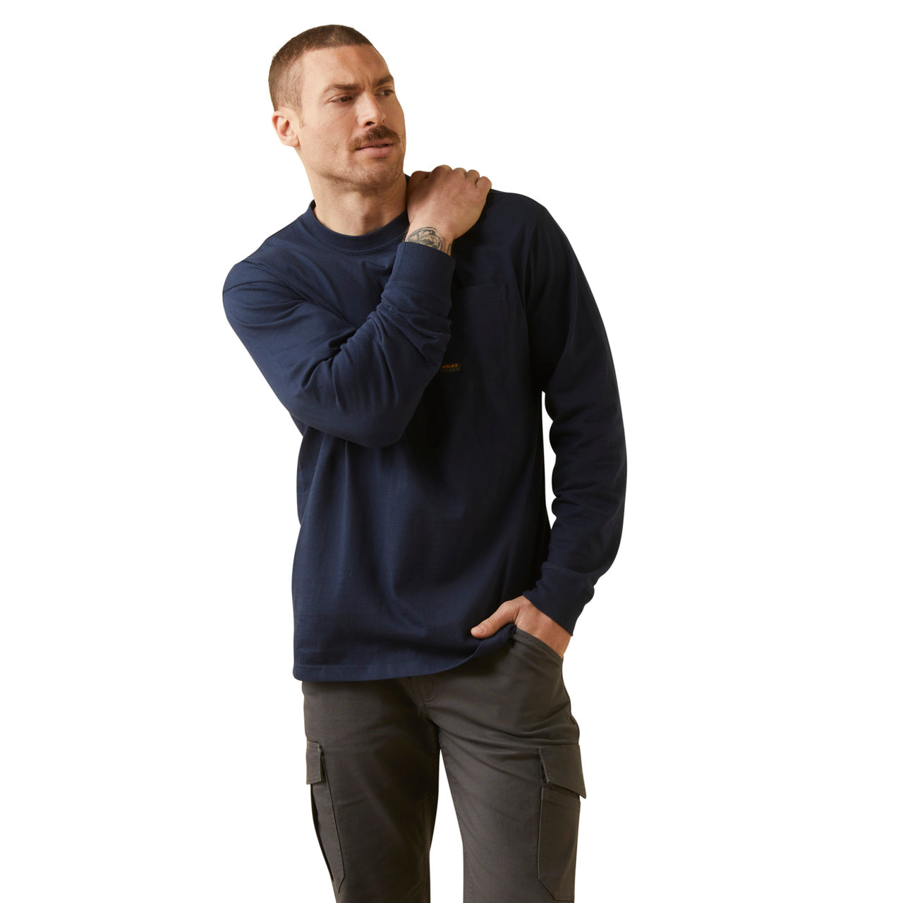 Ariat Men's Rebar Cotton Strong Stacking Dimes Navy Shirt 10046348