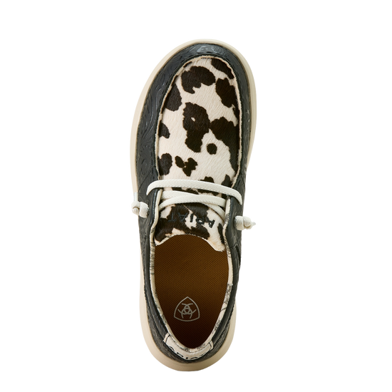 Ariat Ladies Floral Embossed & Hairon Black Hilo Slip On Shoe 10063882