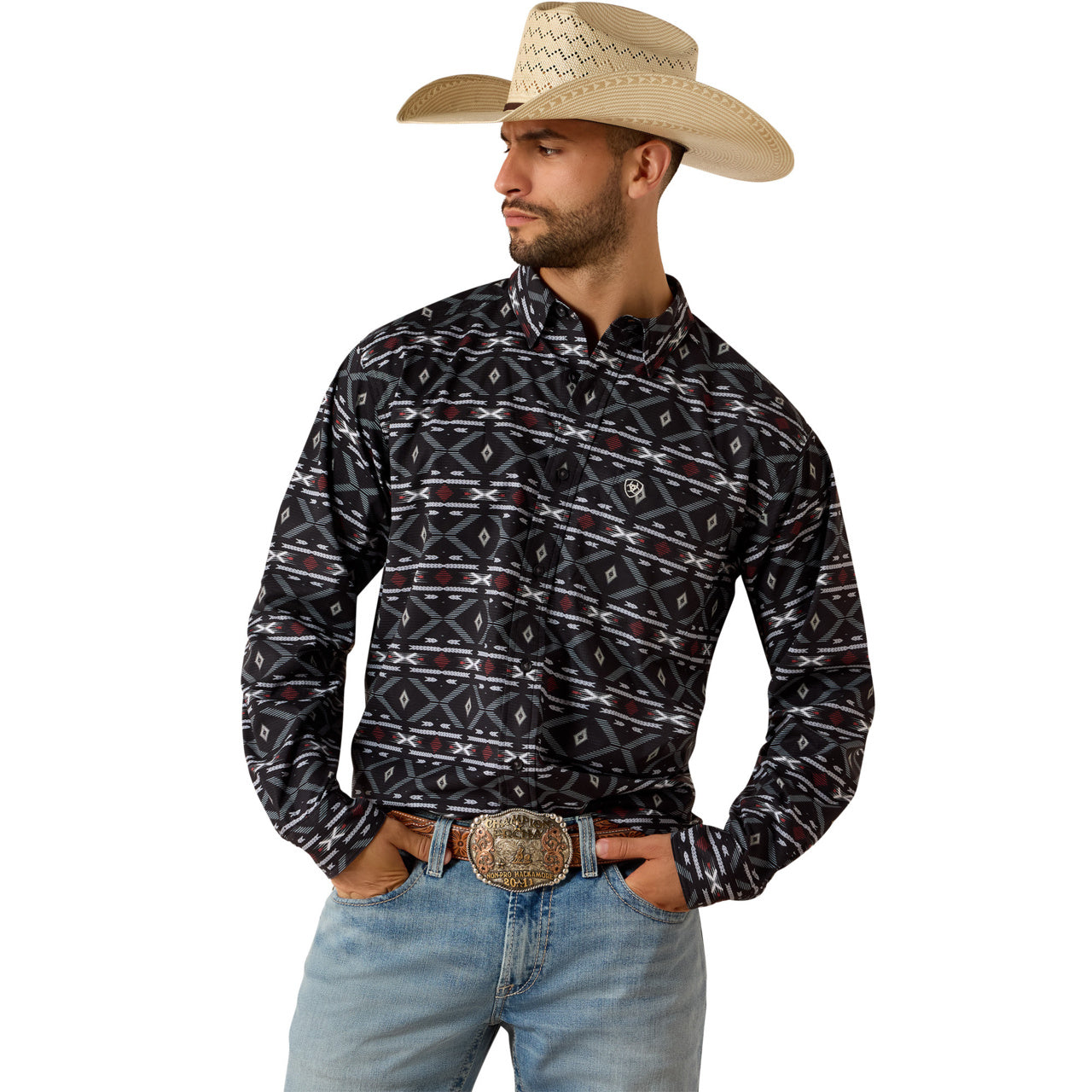 Ariat Men's Black Printed 360 Airflow Classic Fit Shirt 10071663