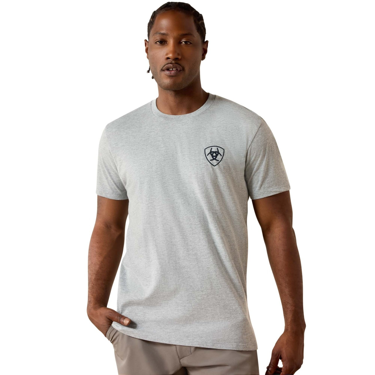 Ariat Men's Banner Badge Graphic Grey Heather T-Shirt 10073956