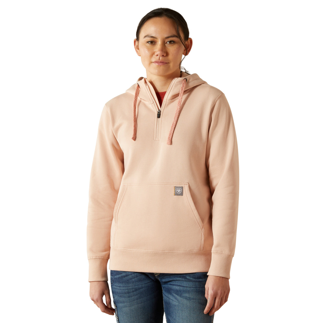 Ariat Ladies Rebar Skull Set 1/2 Zip Cameo Pink Hoodie 10062652