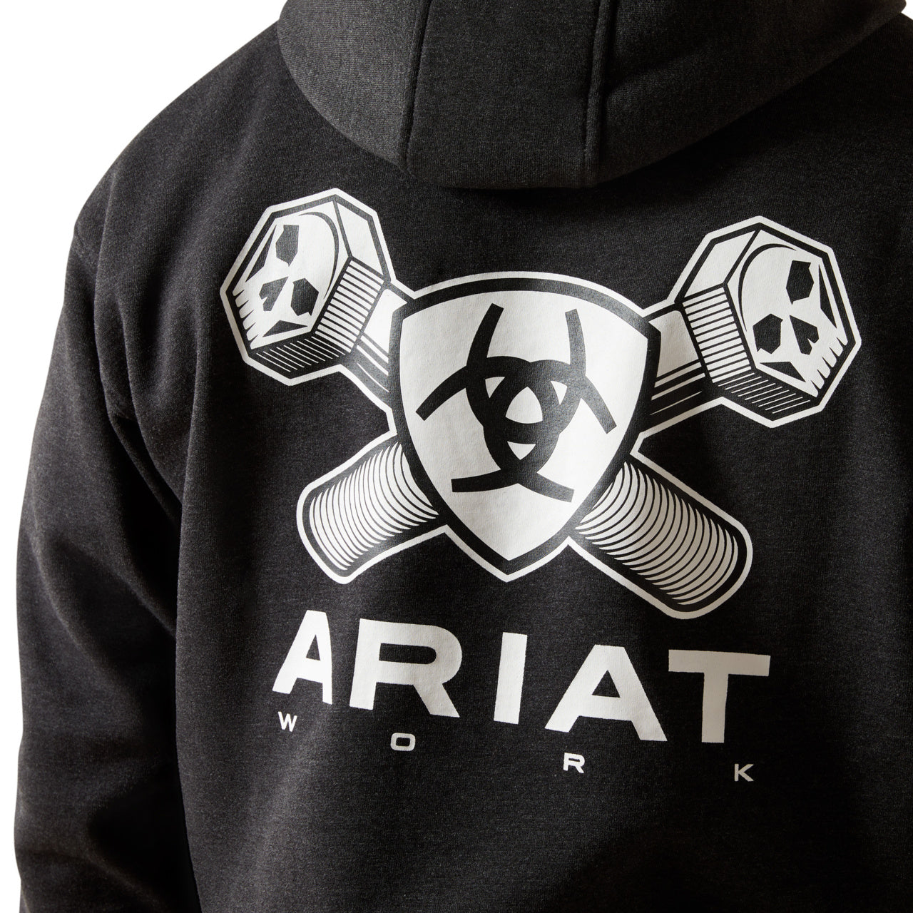 Ariat Men's Rebar Workman Charcoal Heather Bolt Hoodie 10062716