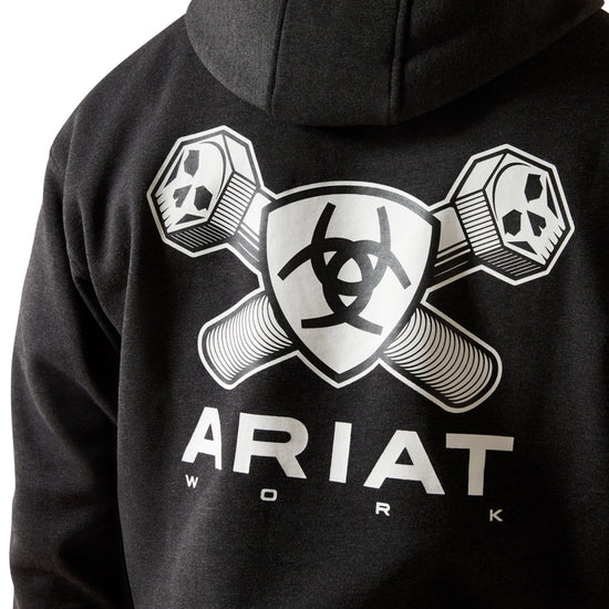 Ariat Men's Rebar Workman Charcoal Heather Bolt Hoodie 10062716