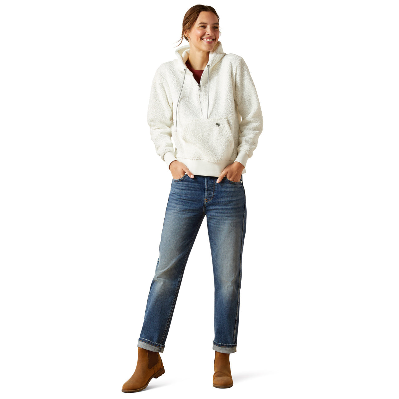 Ariat Ladies Orinda Star White Half Zip Hoodie 10062366