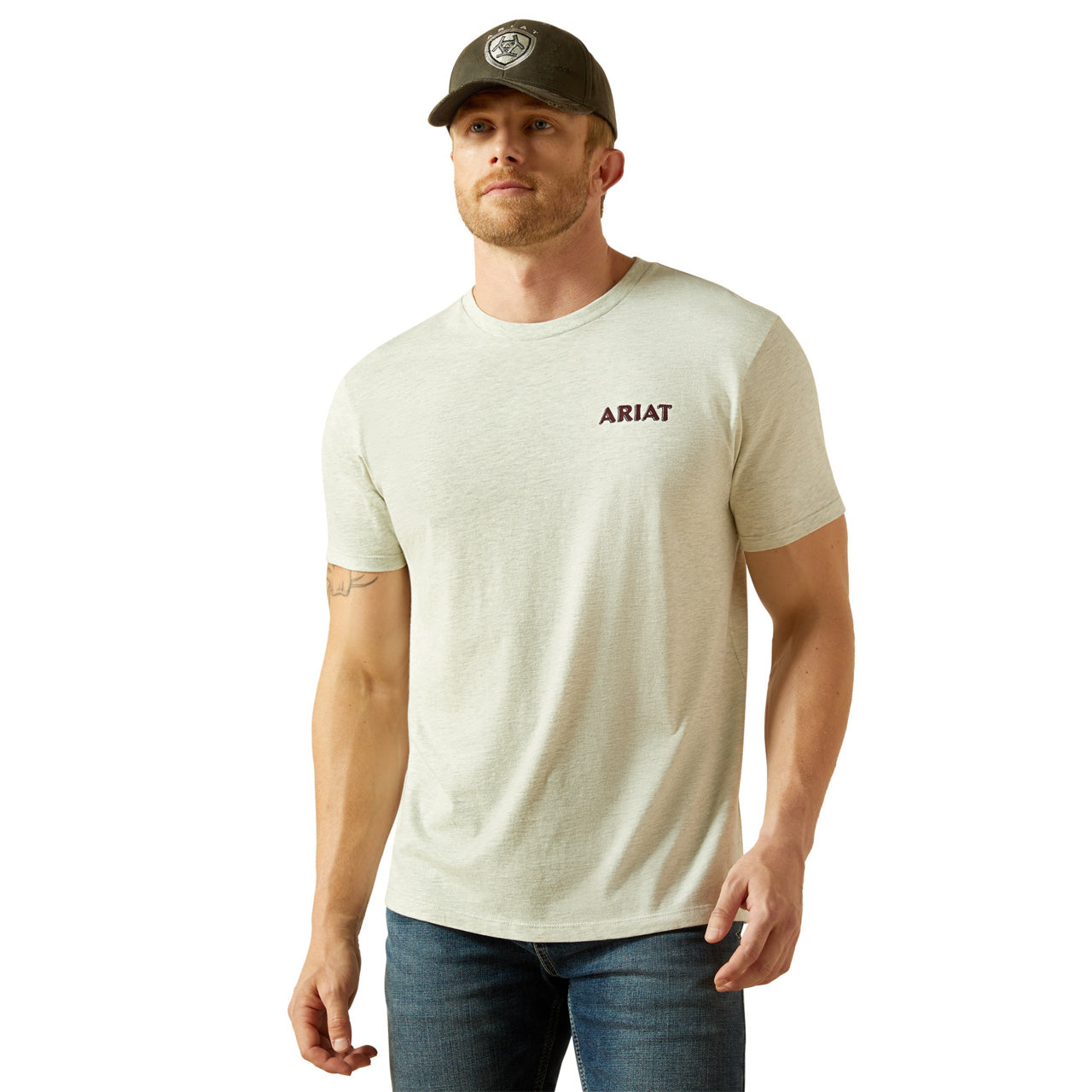 Ariat Men's Straight Shoot Oatmeal Heather T-Shirt 10062412