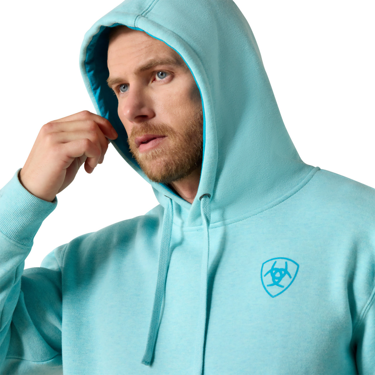 Ariat Men's Aqua Heather Logo Fleece Hoodie 10071481