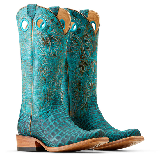Ariat Ladies Futurity Sueded Caiman Belly Turquoise Western Boot 10050967