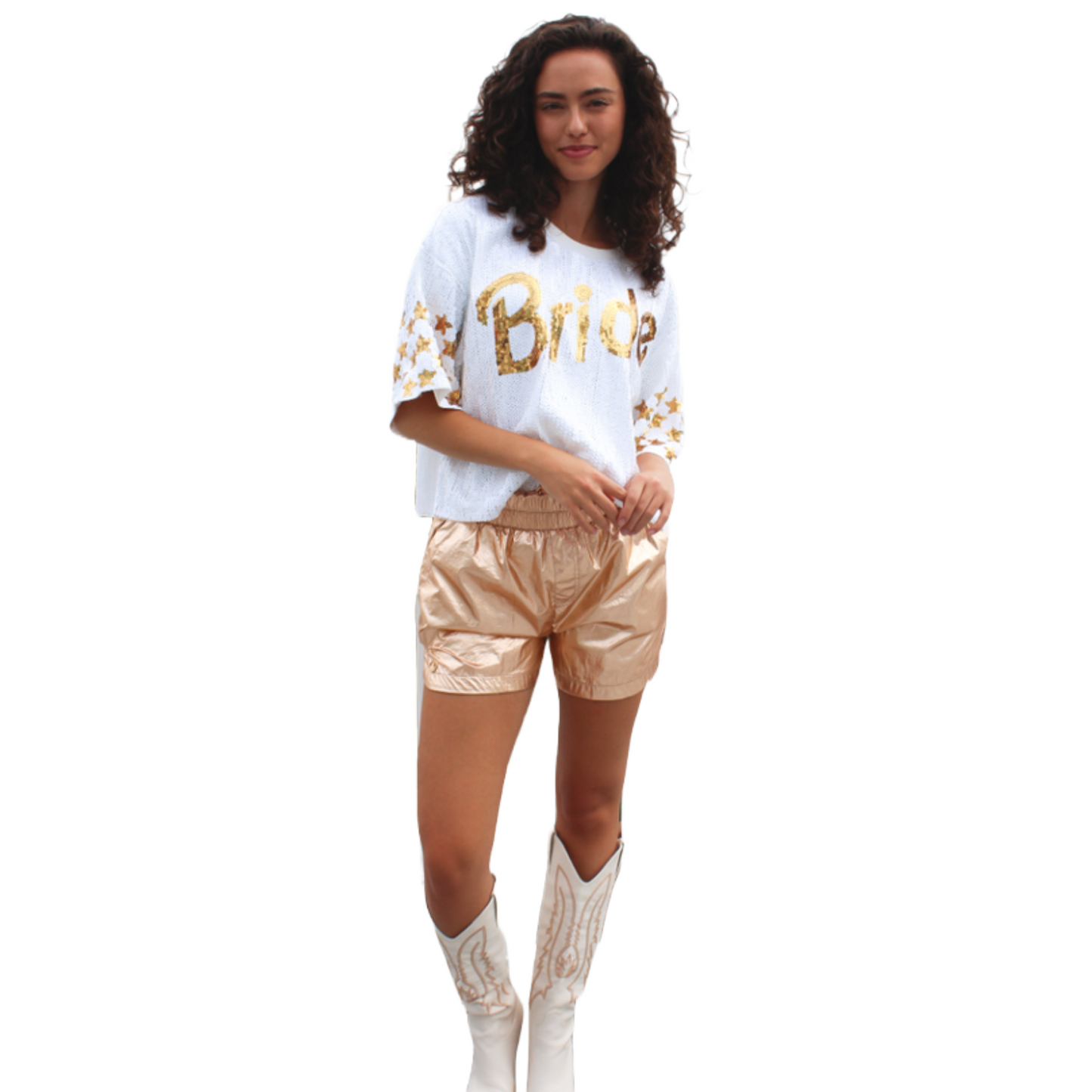 Simply Southern Ladies Gold Metallic Shorts 0124-SHORT-MTLC-GOLD