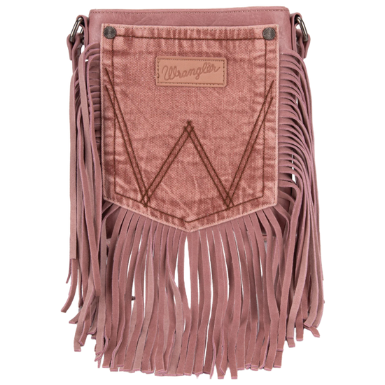 Wrangler Ladies Leather Fringe Pink Crossbody Bag WG44-8360PK
