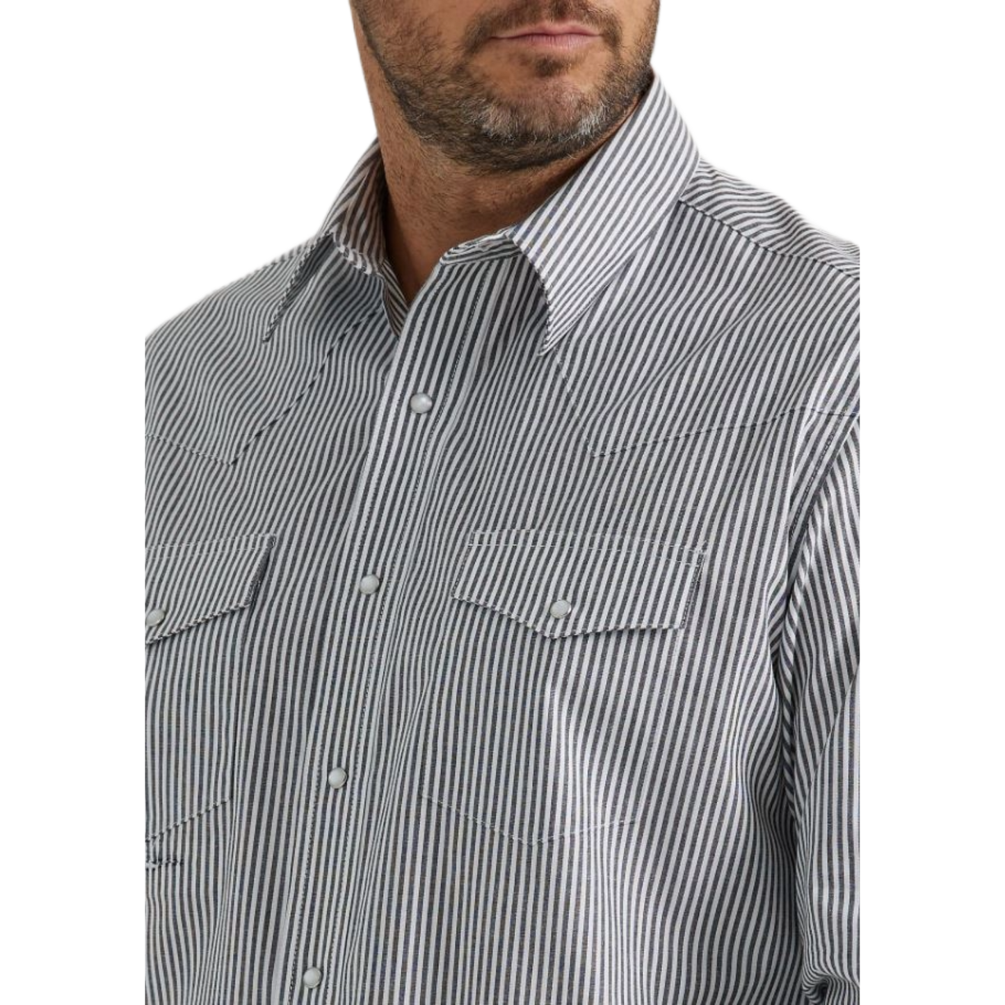 Wrangler Men's Striped Wrinkle Resistant Black Button Down Shirt 112346245