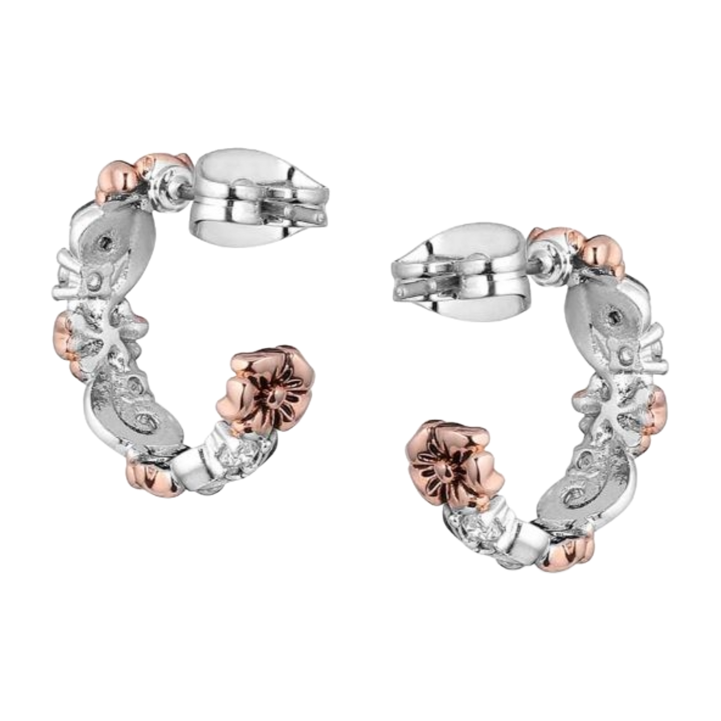 Montana Silversmith Ladies Wildflower Silver & Rose Gold Hoop Earrings ER5809