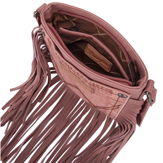 Wrangler Ladies Leather Fringe Pink Crossbody Bag WG44-8360PK