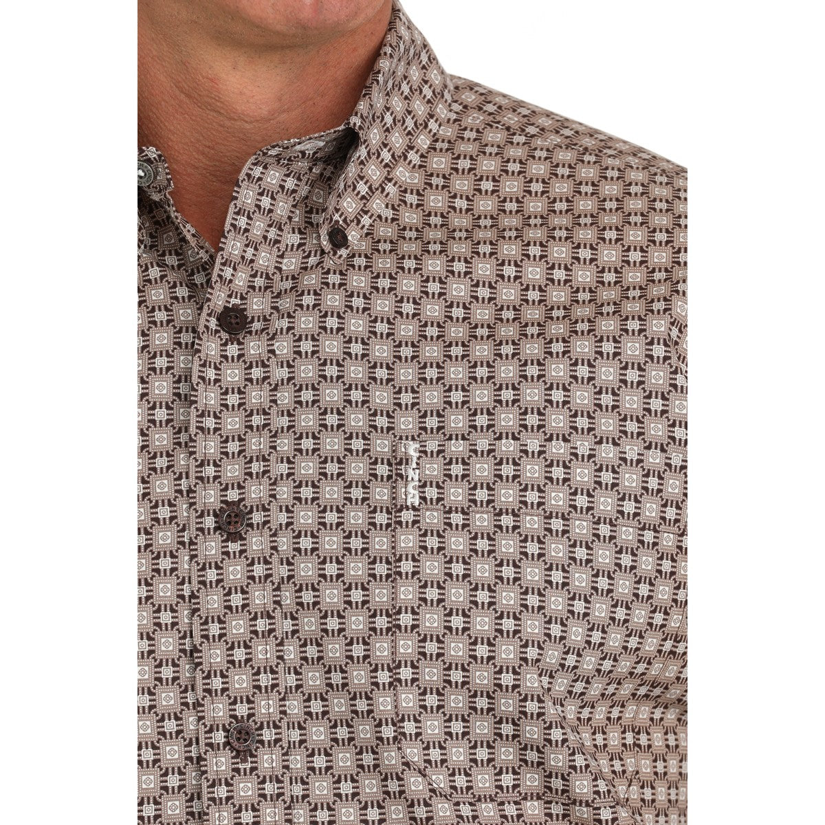 Cinch Men's Brown Modern Print Button Down Shirt MTW1347124