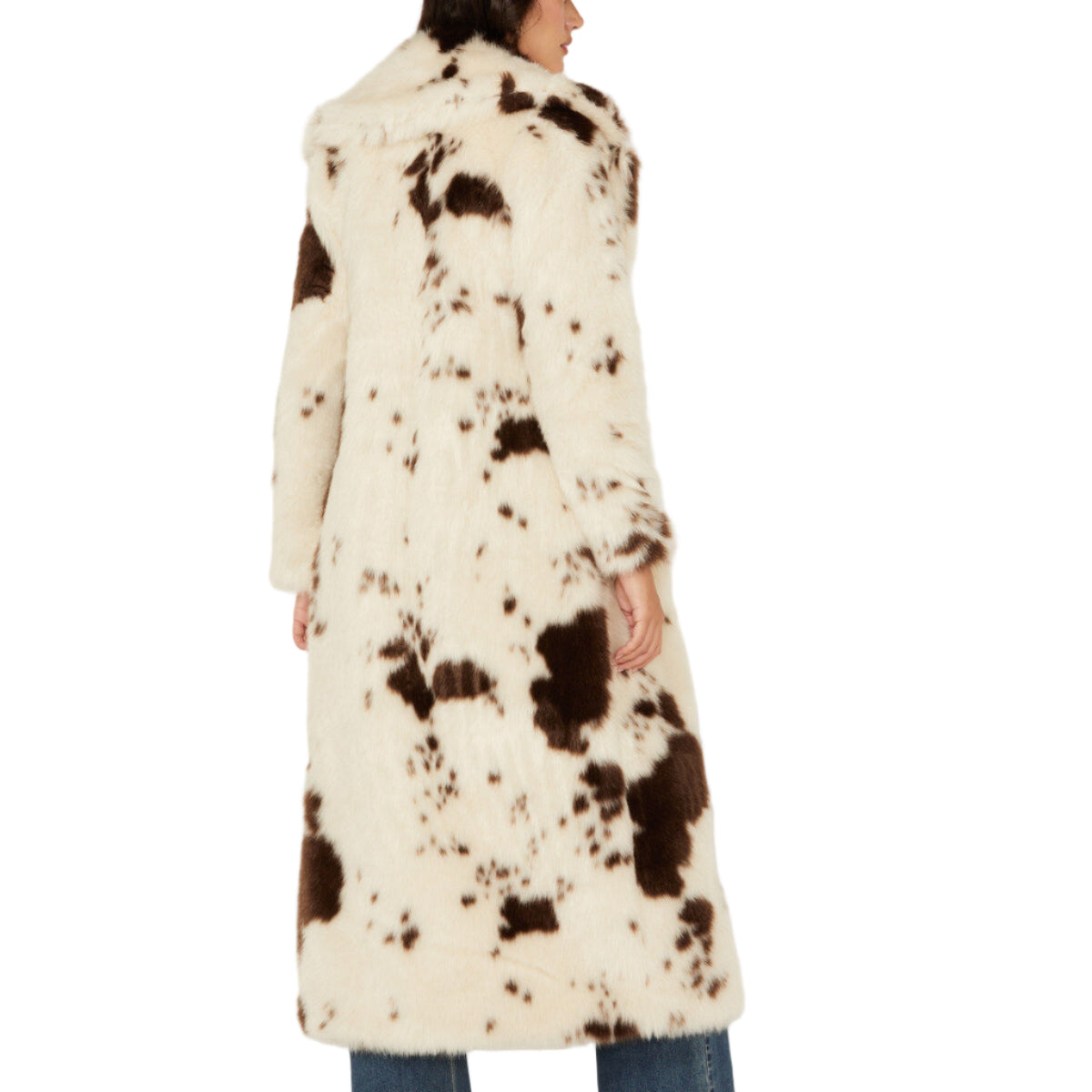 Powder River Outfitters Ladies Cow Print Long Fur Coat DW92C04155