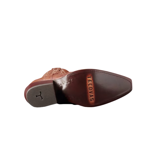 Tecovas Ladies The Lynn Cowhide Saddle Brown Western Booties 20055SAD