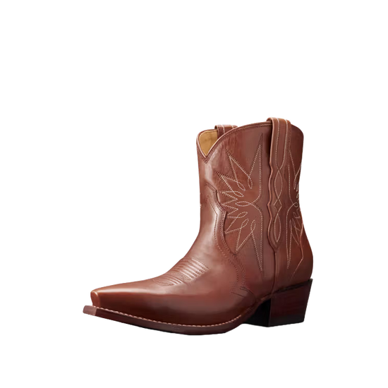 Tecovas Ladies The Lynn Cowhide Saddle Brown Western Booties 20055SAD