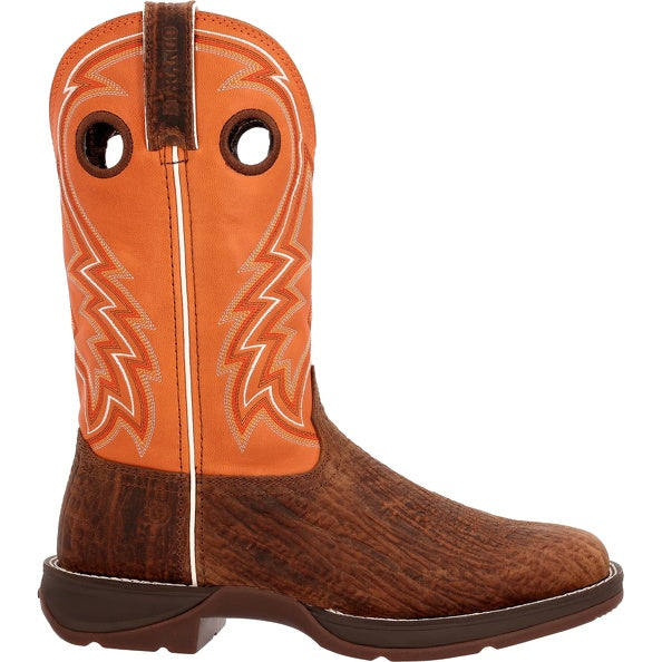 Durango Men's Rebel Cedar Bark & Monarch Orange Square Toe Boots DDB0392