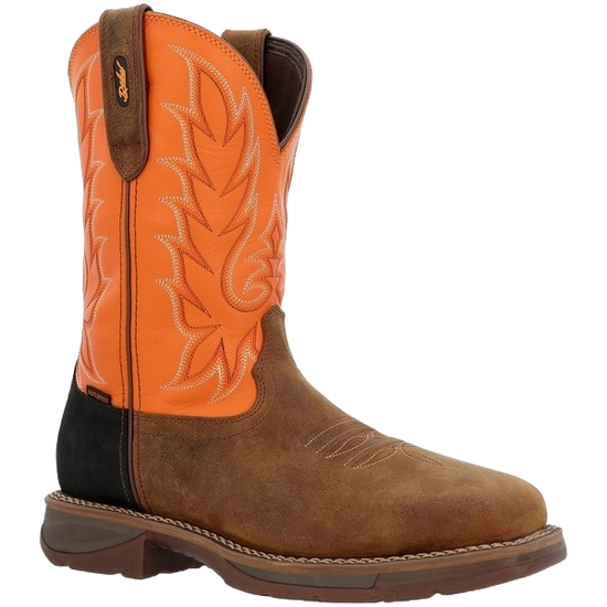 Durango Men's Workin' Rebel™ Waterproof with InsulKul™ Brown & Orange Work Boot DDB0497