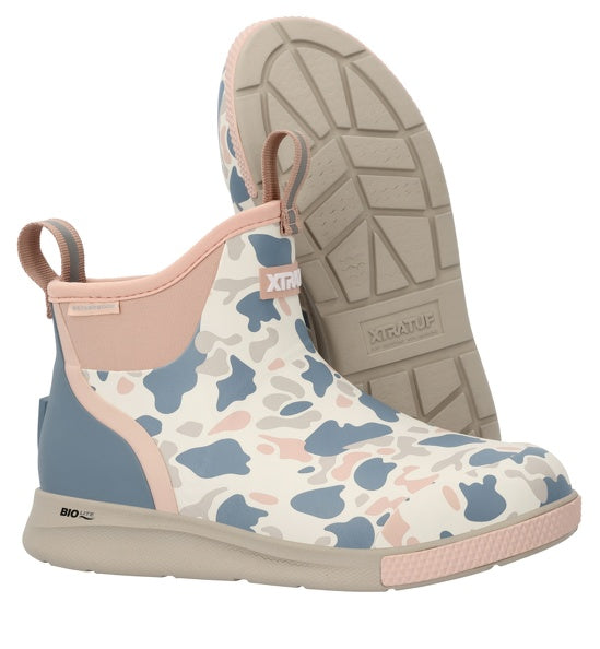 XtraTuf Ladies Outdoor 6" Ivory Duck Camo Sport Ankle Deck Boot XADSWDC4