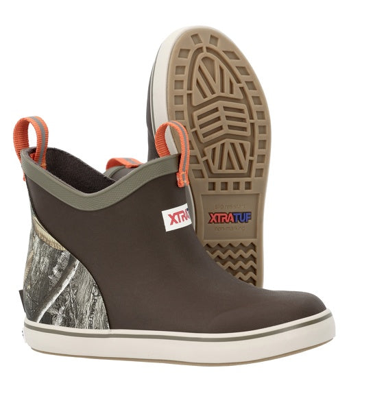 XTRATUF Kid's Camo 4" Outdoor Dark Brown & Realtree Edge Deck Boot XKABRT90