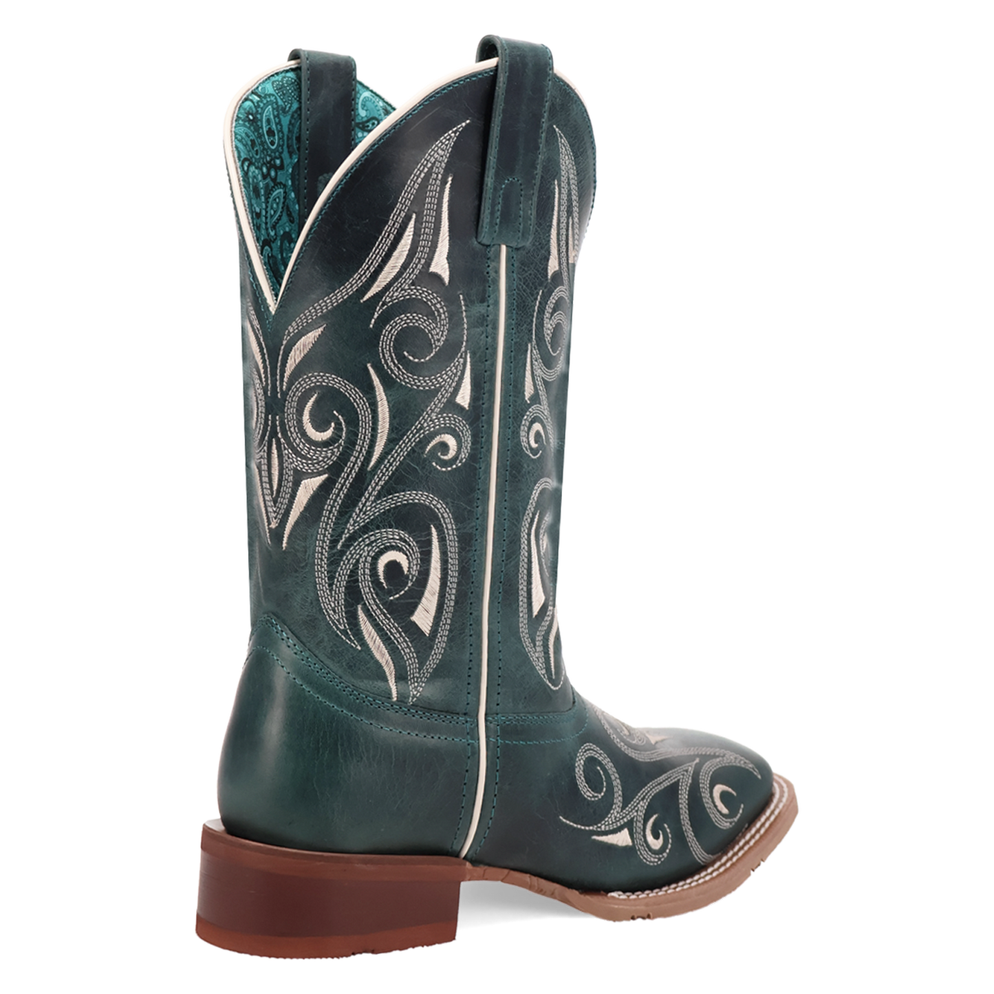 Laredo Ladies Spurred Turquoise Square Toe Leather Western Boot 2037