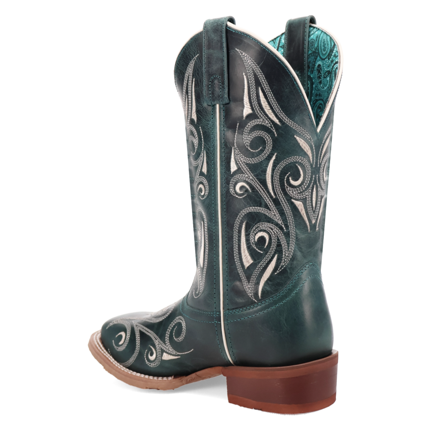 Laredo Ladies Spurred Turquoise Square Toe Leather Western Boot 2037